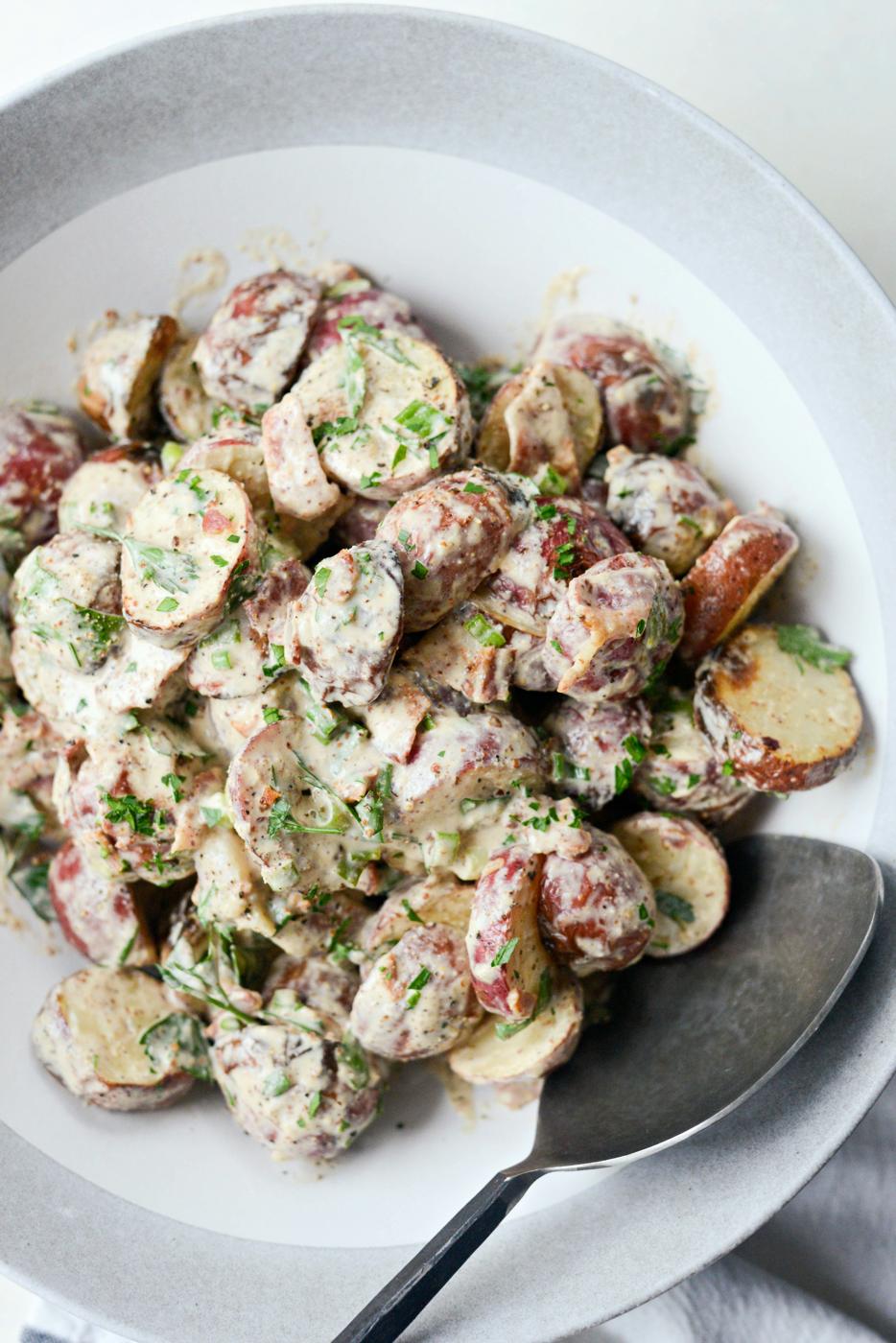 Grilled Potato Salad with Bacon Dijon Vinaigrette at Home
