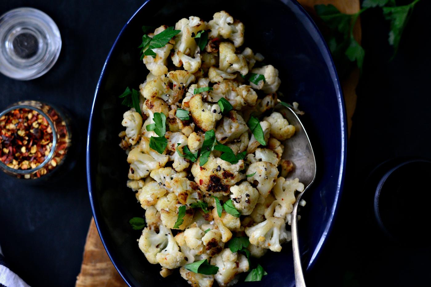 Home Kitchen 20-minute Skillet Parmesan Garlic Cauliflower