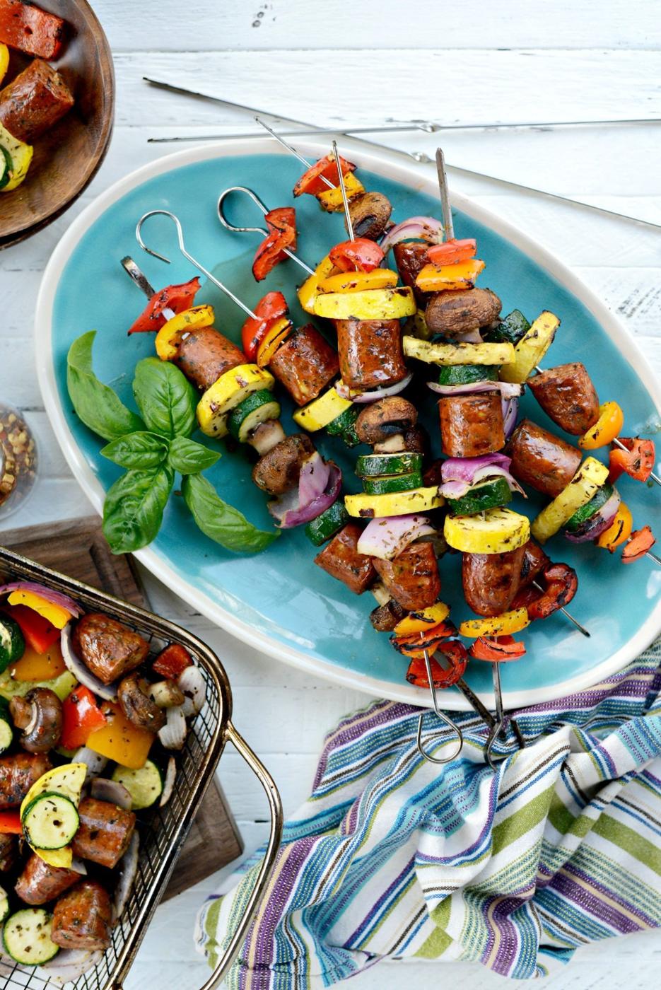 Kebabs: 30-minute Chicken Sausage and Italian Vegetable
