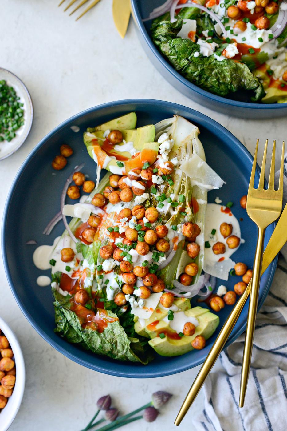 Air Fryer Buffalo Chickpea Caesar Salad at Home