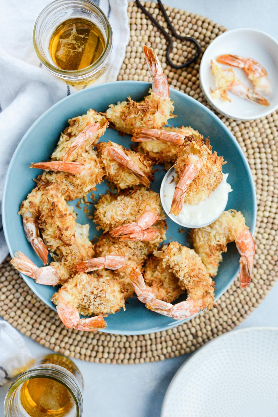 Home Kitchen Air-Fryer Coconut Shrimp with Pineapple Coconut Yogurt Dip