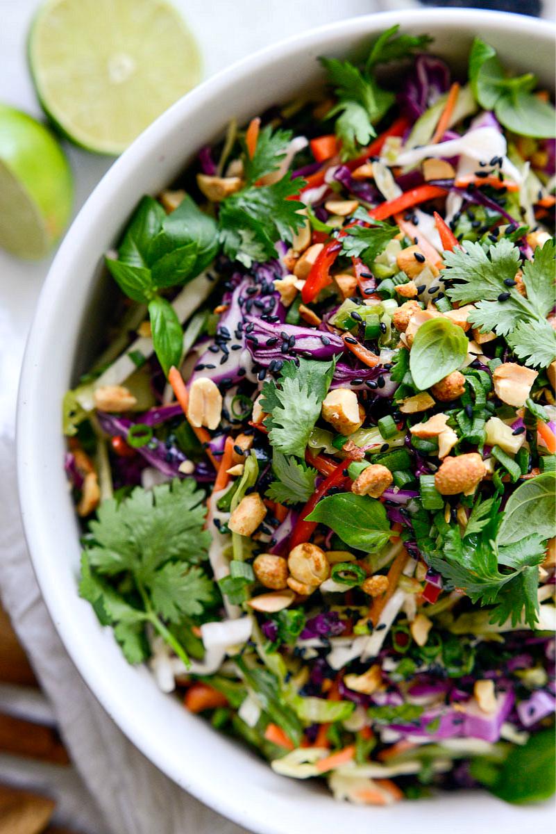 Asian Cabbage Slaw with Basil Ginger Dressing at Home