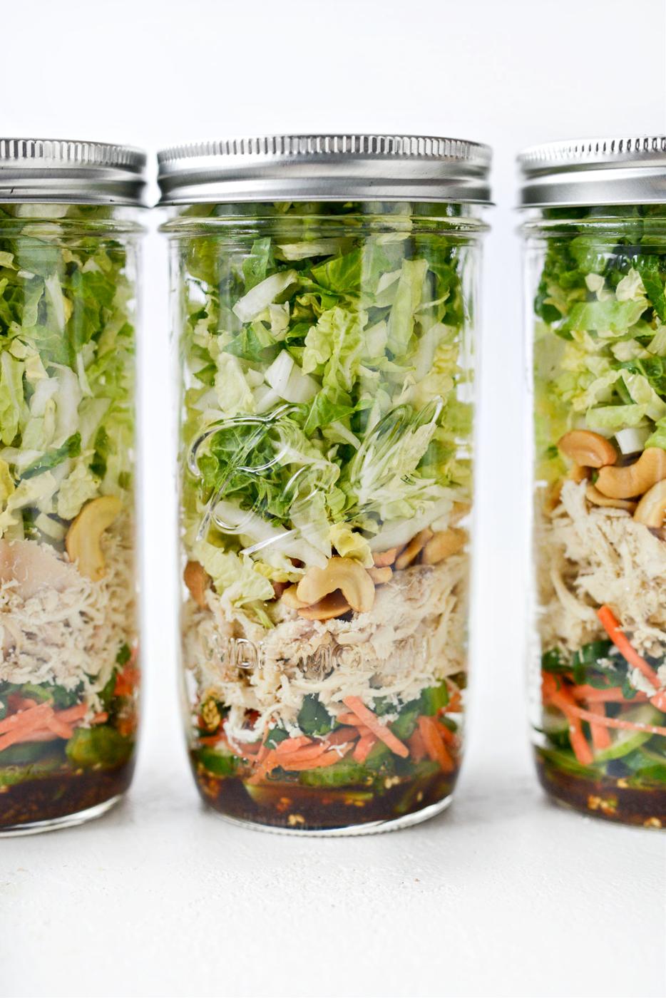 Asian Cashew Chicken Mason Jar Salad at Home
