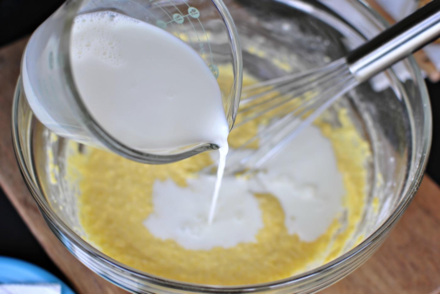 Bacon & Cheddar Cornmeal Waffles - Add Milk