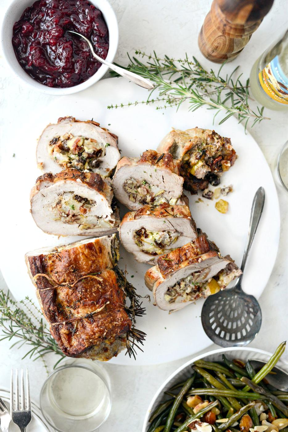 Blue Cheese Stuffed Pork Loin and Bacon Pear