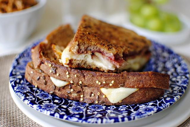 Bacon Pear and Raspberry Grilled Cheese at Home