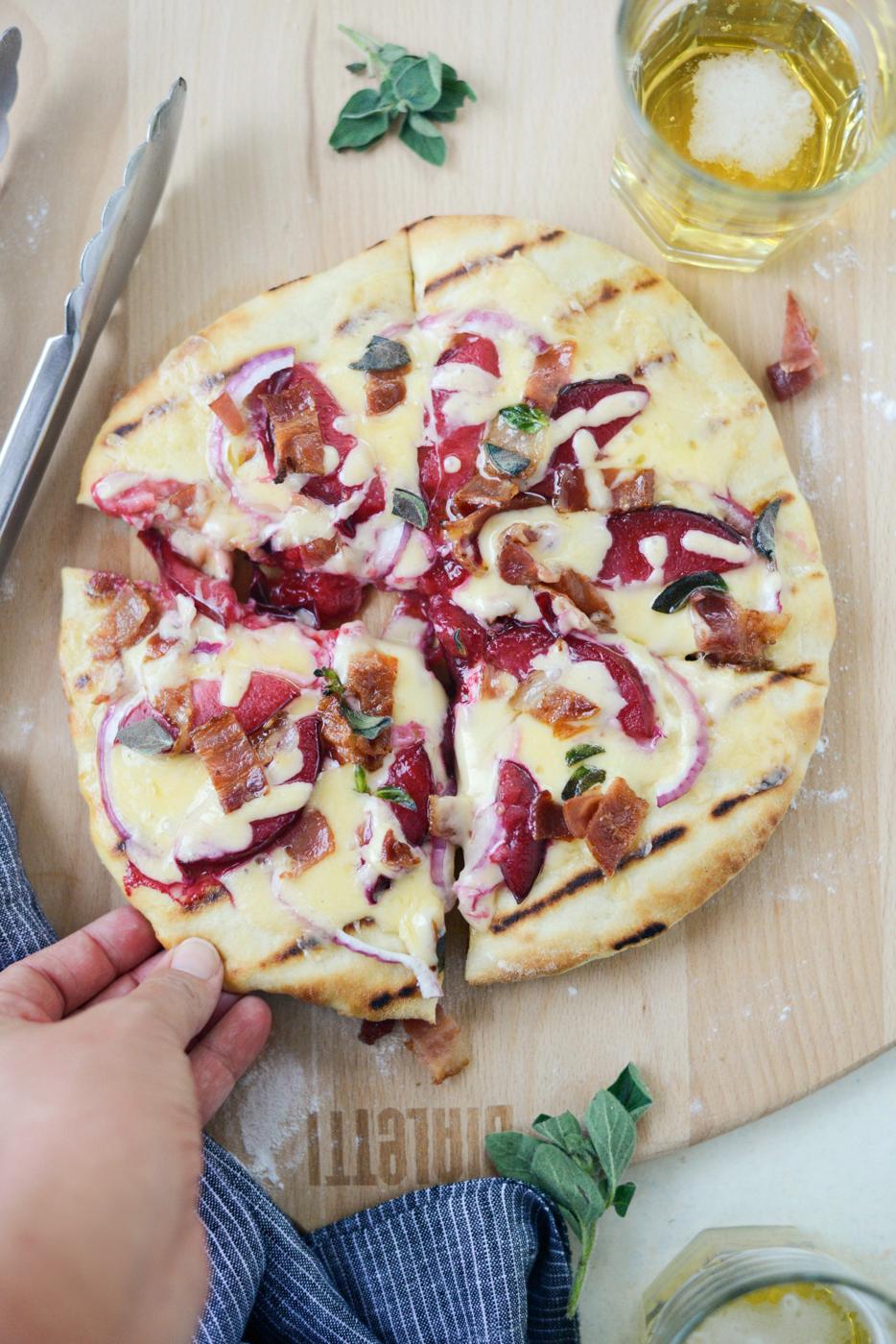 Bacon Plum Grilled Flatbread at Home