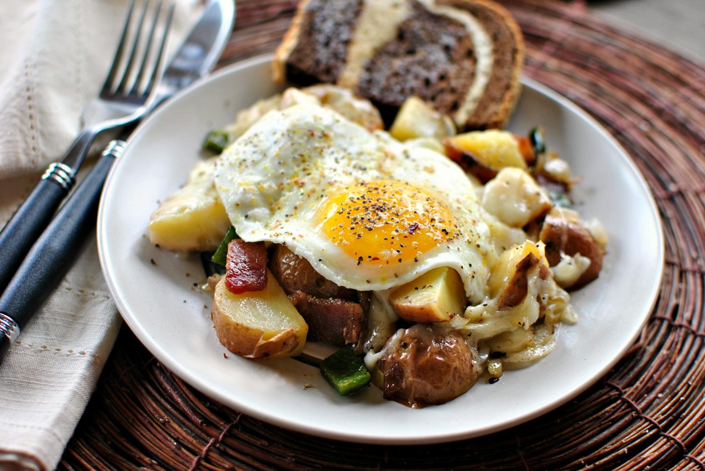 Bacon Potato Poblano Breakfast Skillet at Home