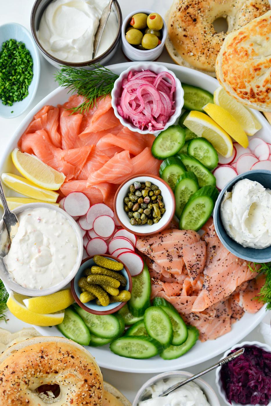 Lox Brunch Spread and Bagel