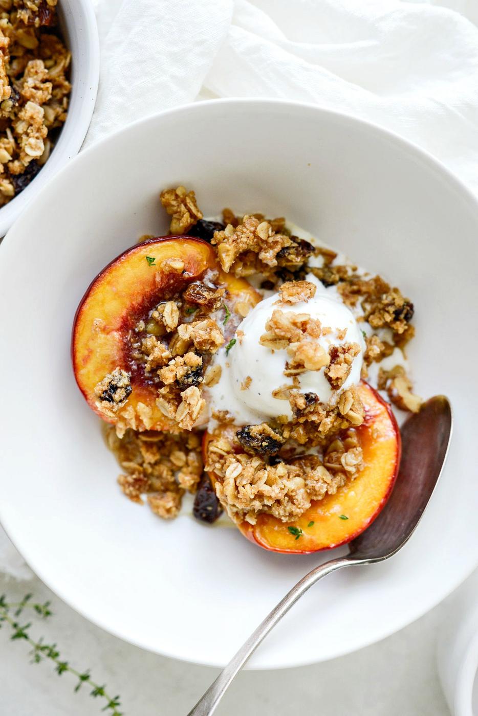 Nectarines with Oatmeal Cookie Crumble, Baked Style