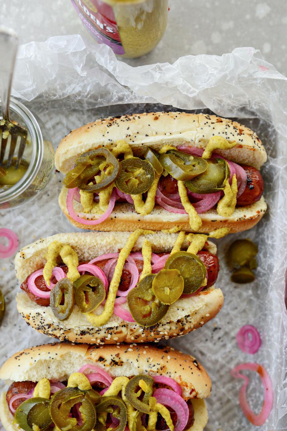 BBQ Sauce Chicken Brats, Grilled Style