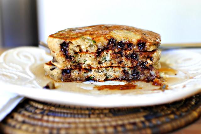 Basil Chocolate Chip Ricotta Pancakes at Home