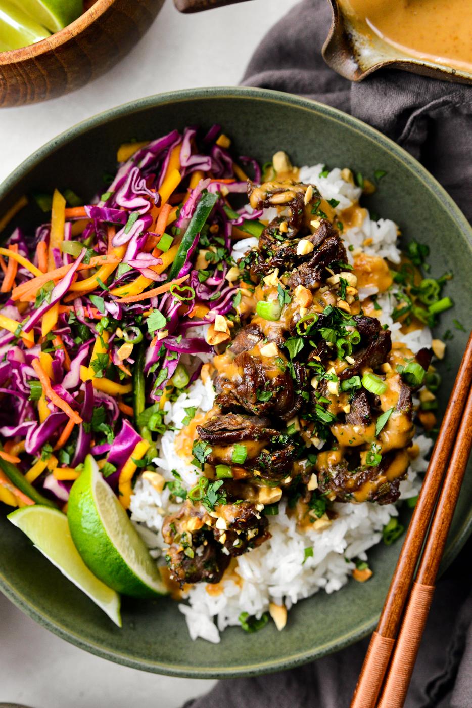 Home Kitchen Beef Satay with Coconut Peanut Sauce