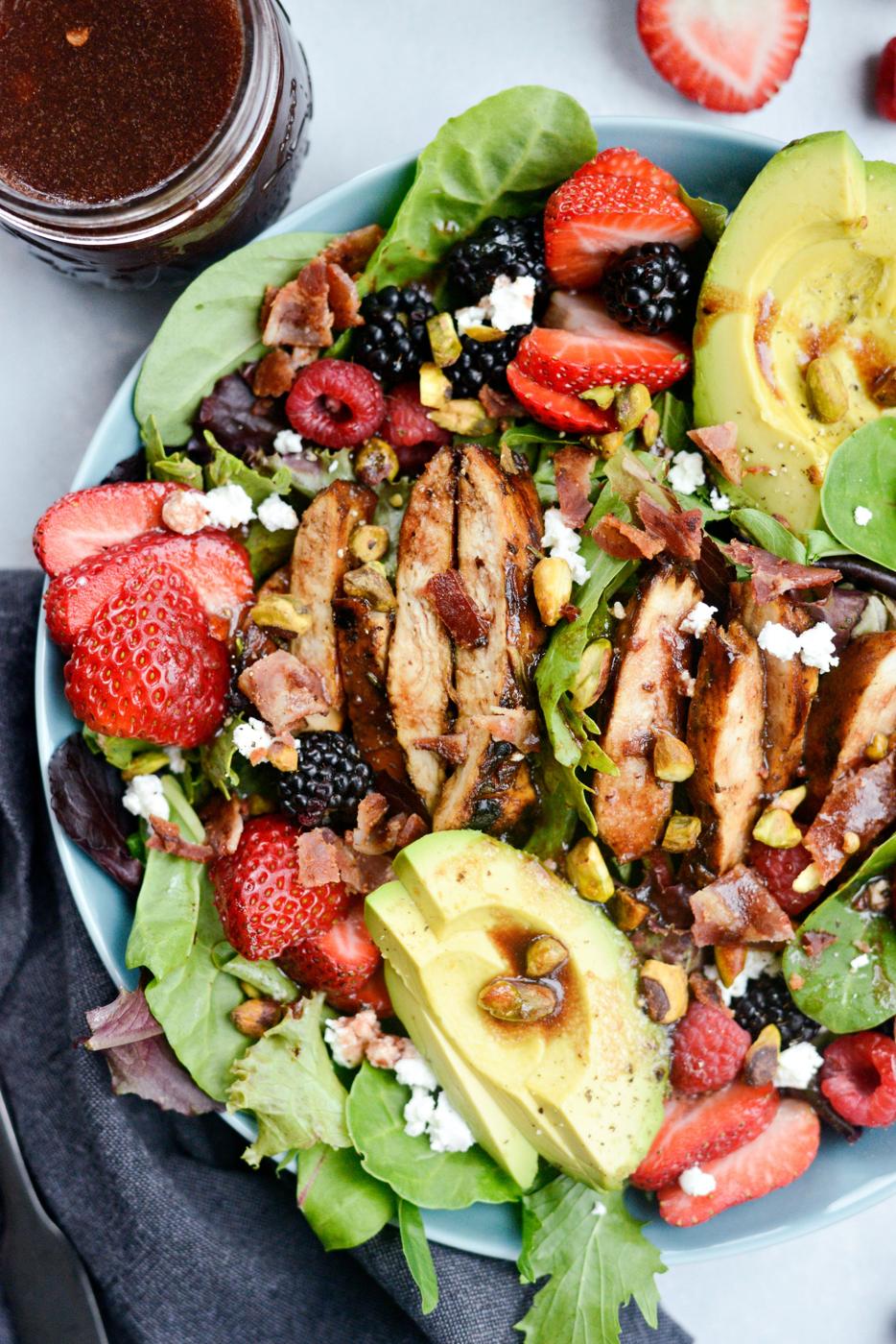 Berry Spring Salad with Fresh Raspberry Balsamic Vinaigrette at Home