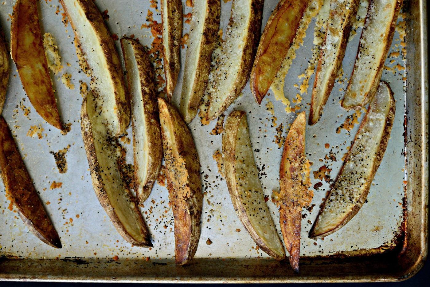 Black Pepper Parmesan Frico Potato Wedges at Home
