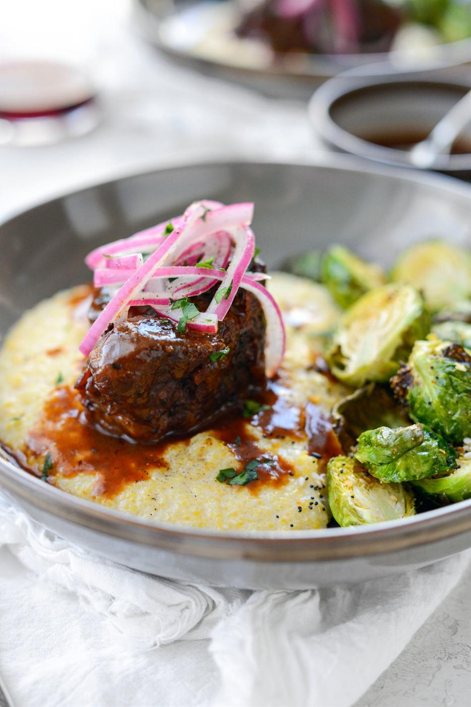 Home Kitchen Wine Braised Pork Shoulder with Cheesy Fontina Grits