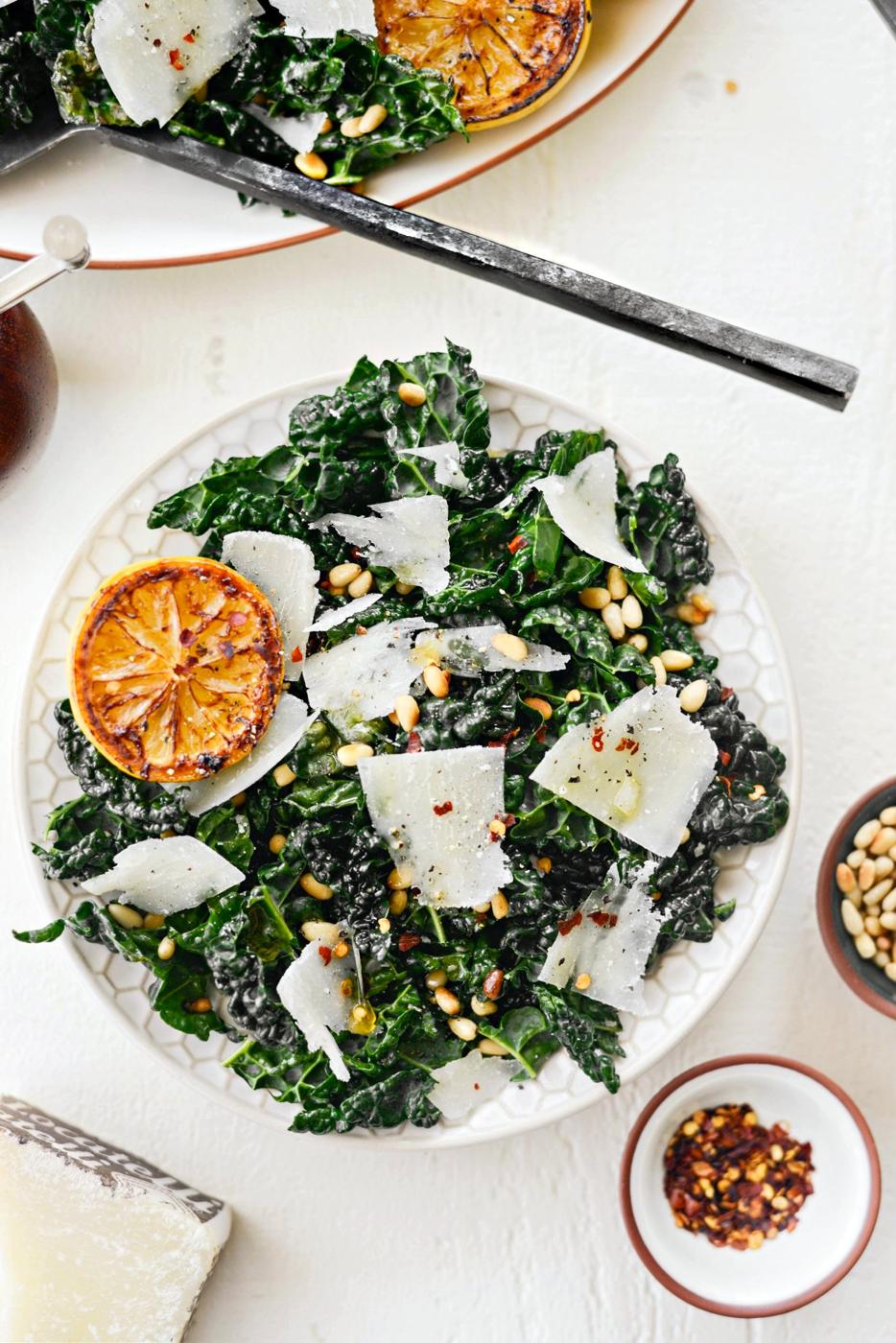 Charred Lemon and Tuscan Kale Salad at Home
