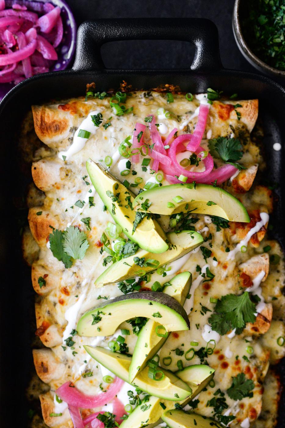 Cheesy Beef Enchiladas Verde at Home