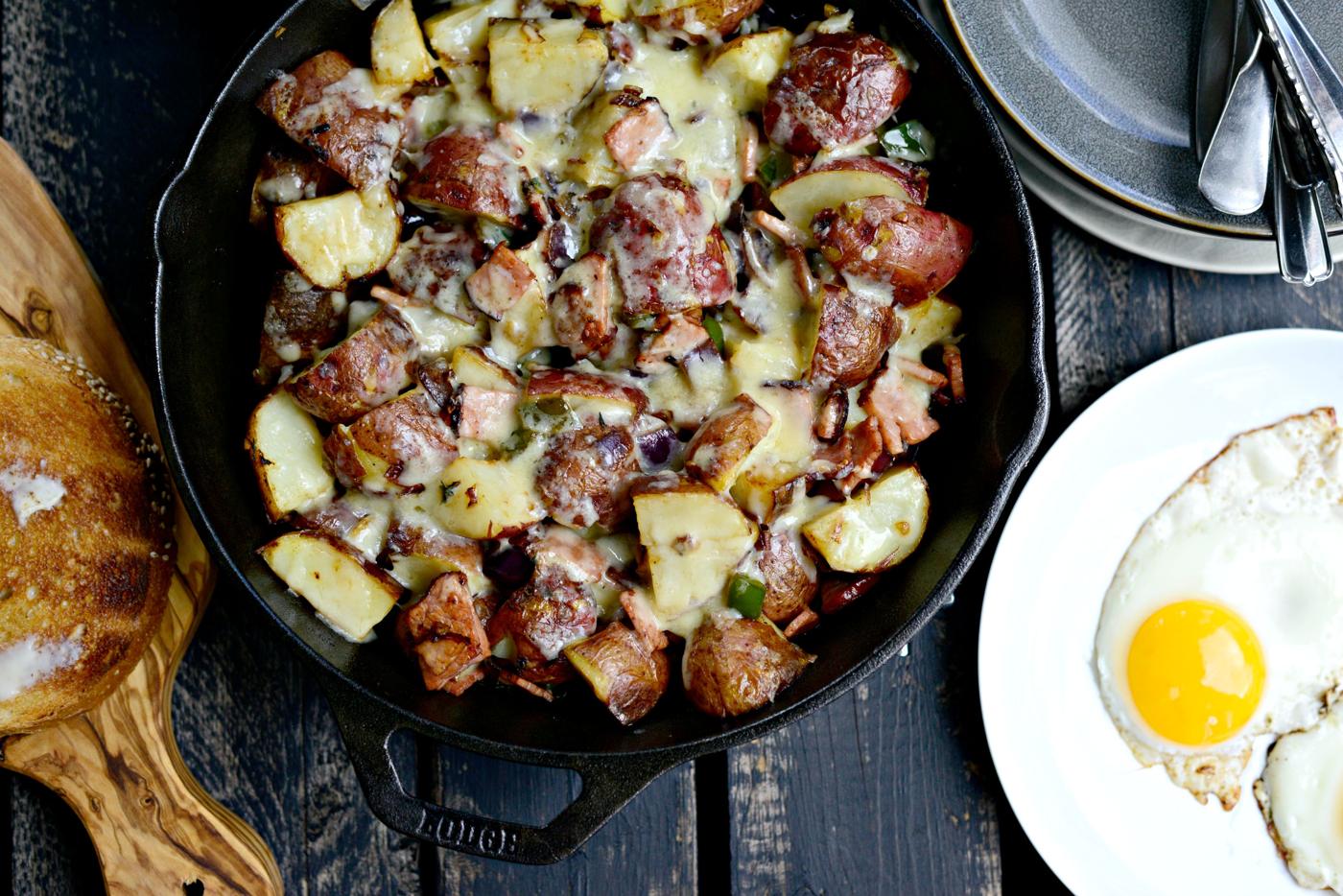 Cheesy Fried Ham Potato Skillet at Home