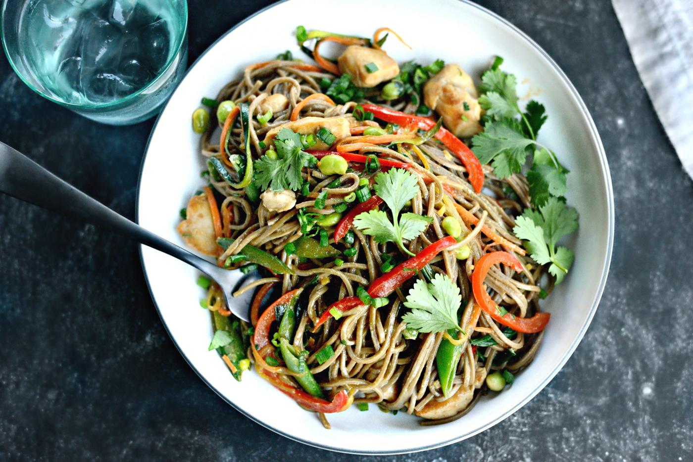 fry: Chicken and Spring Vegetable Soba Noodle Stir