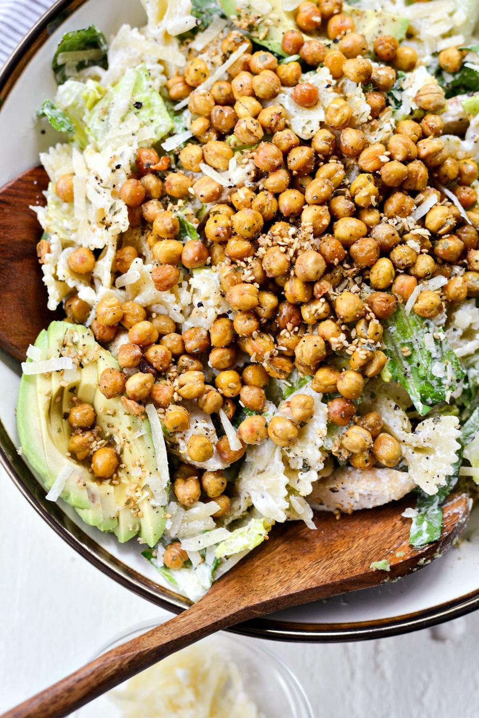 Caesar Pasta Salad with Avocado, Chicken Style