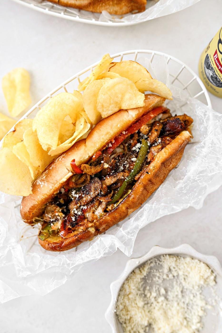 Home Kitchen Chicken Cheesesteak Sandwiches