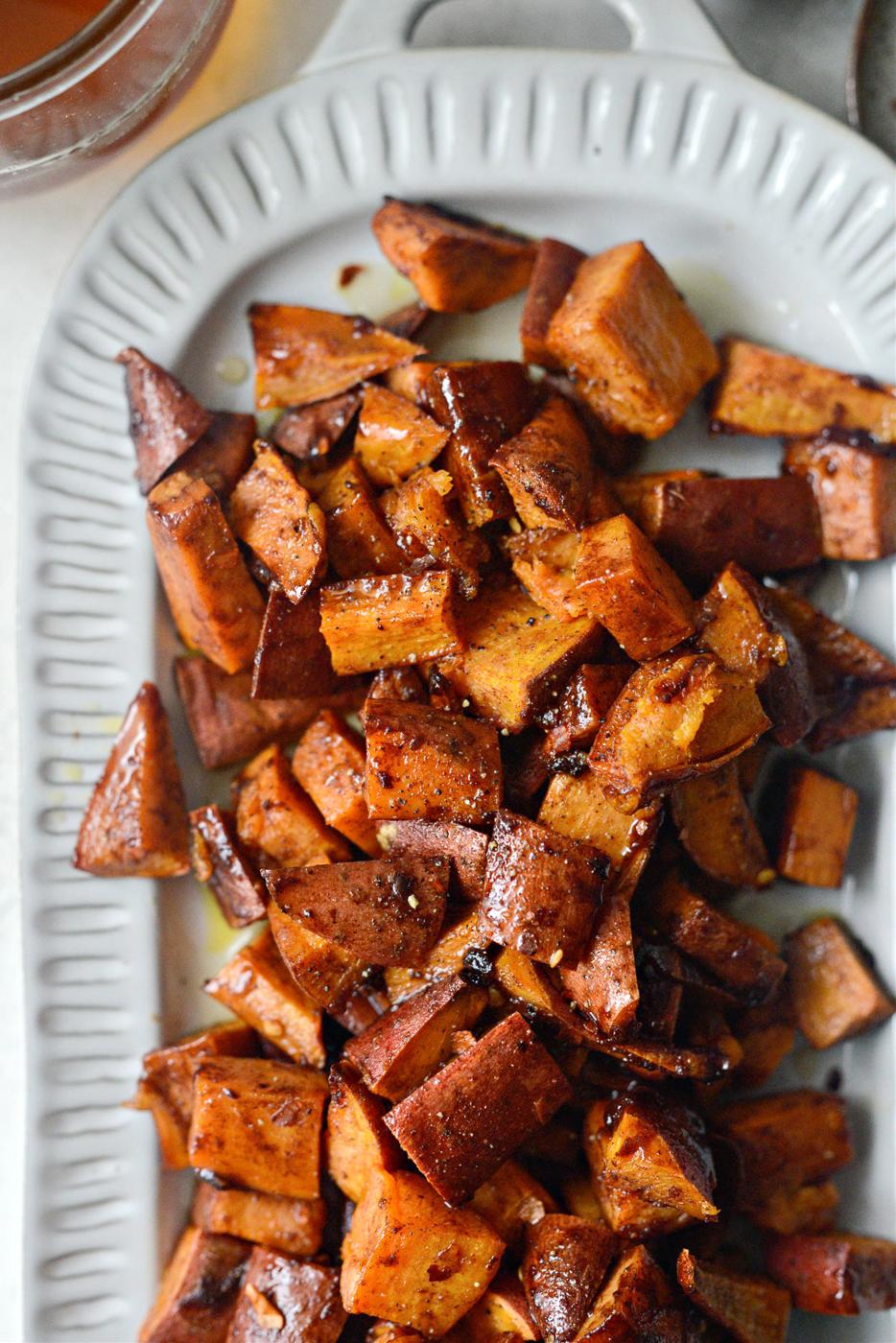 Cinnamon Roasted Hot Honey Sweet Potatoes at Home