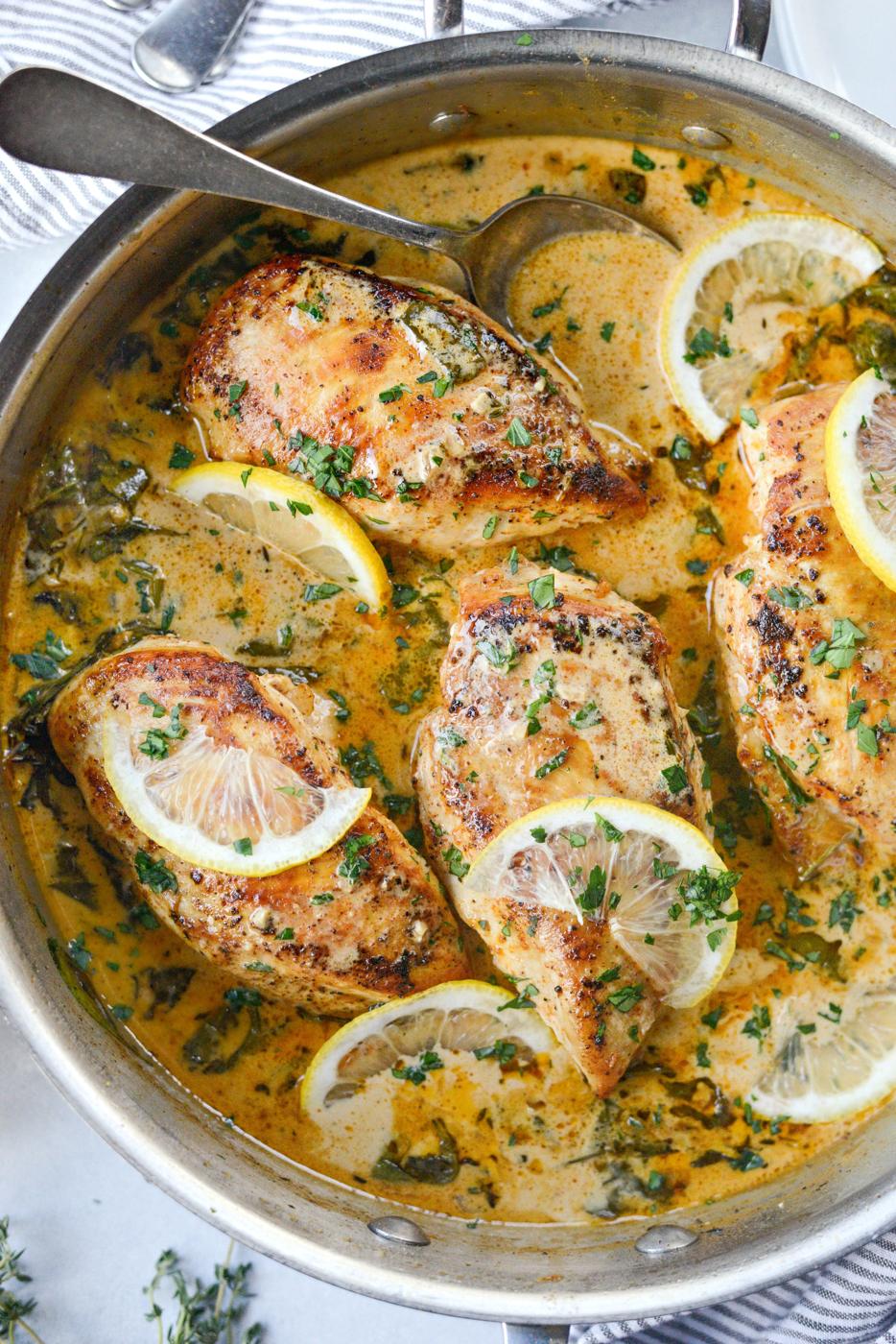 Home Kitchen Creamy Lemon Chicken with Spinach