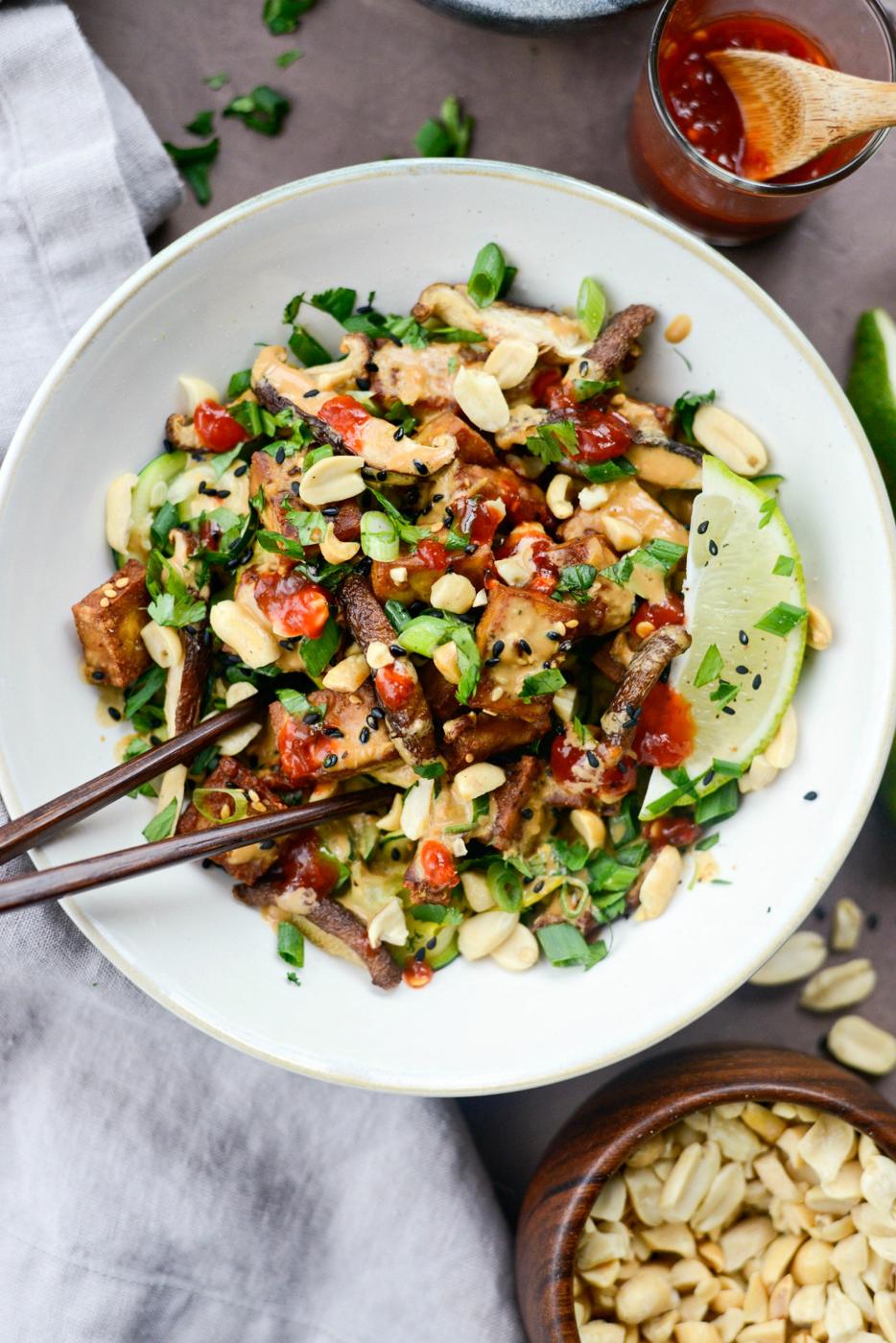 Crispy Air Fryer Tofu with Peanut Sauce at Home