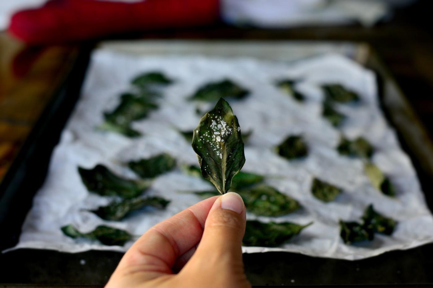 Basil Chips, Baked Style