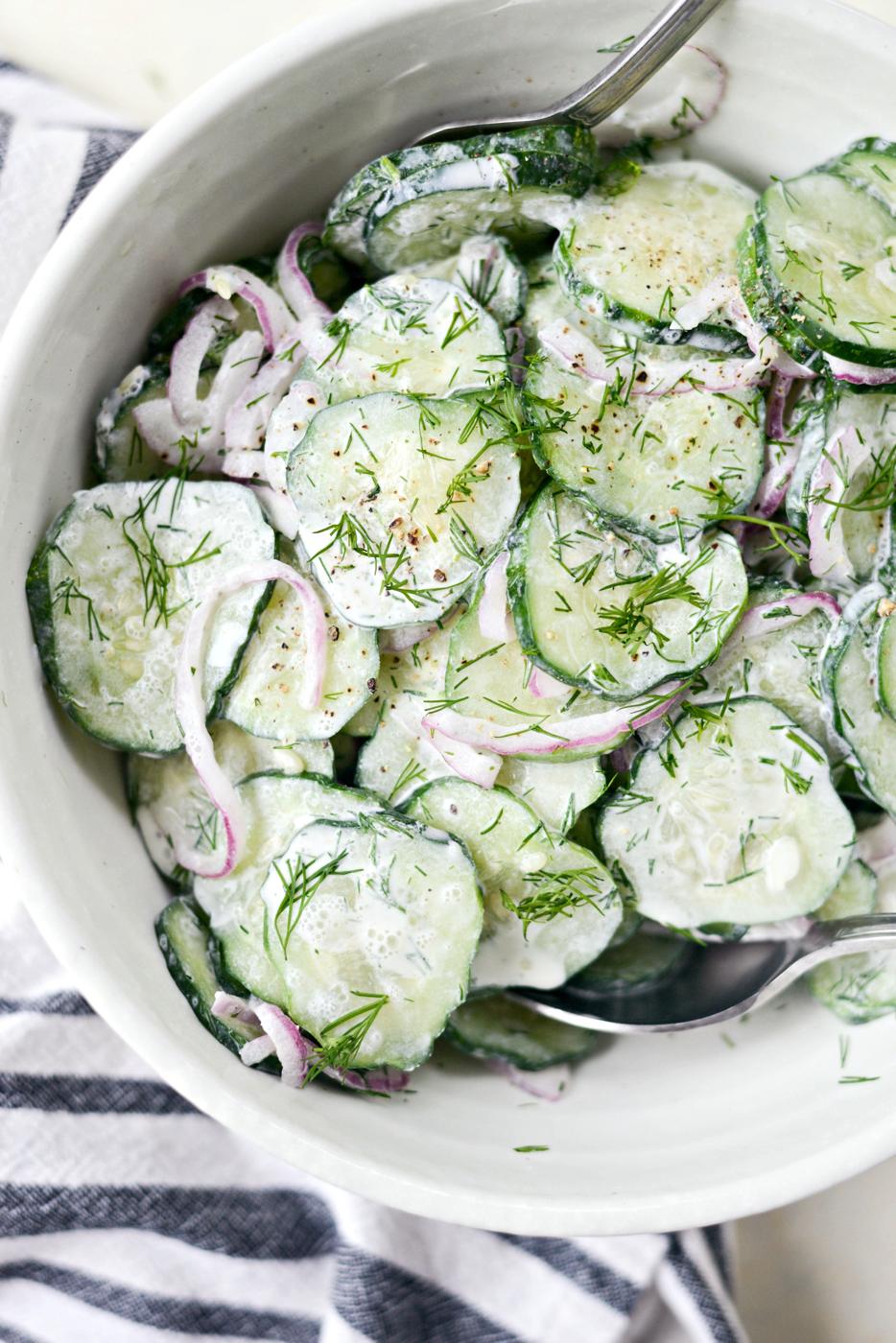 Salad with Sour Cream Dill Dressing, Cucumber Style