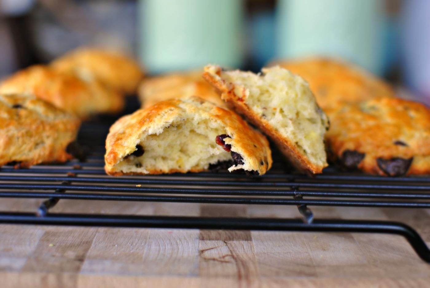 Scones: Dark Chocolate Chip and Cherry Pistachio