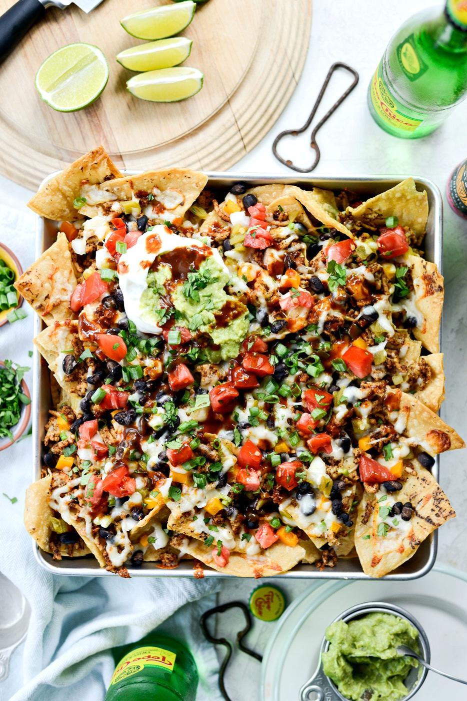 Nachos: Deep Dish Black Bean Chicken Chorizo