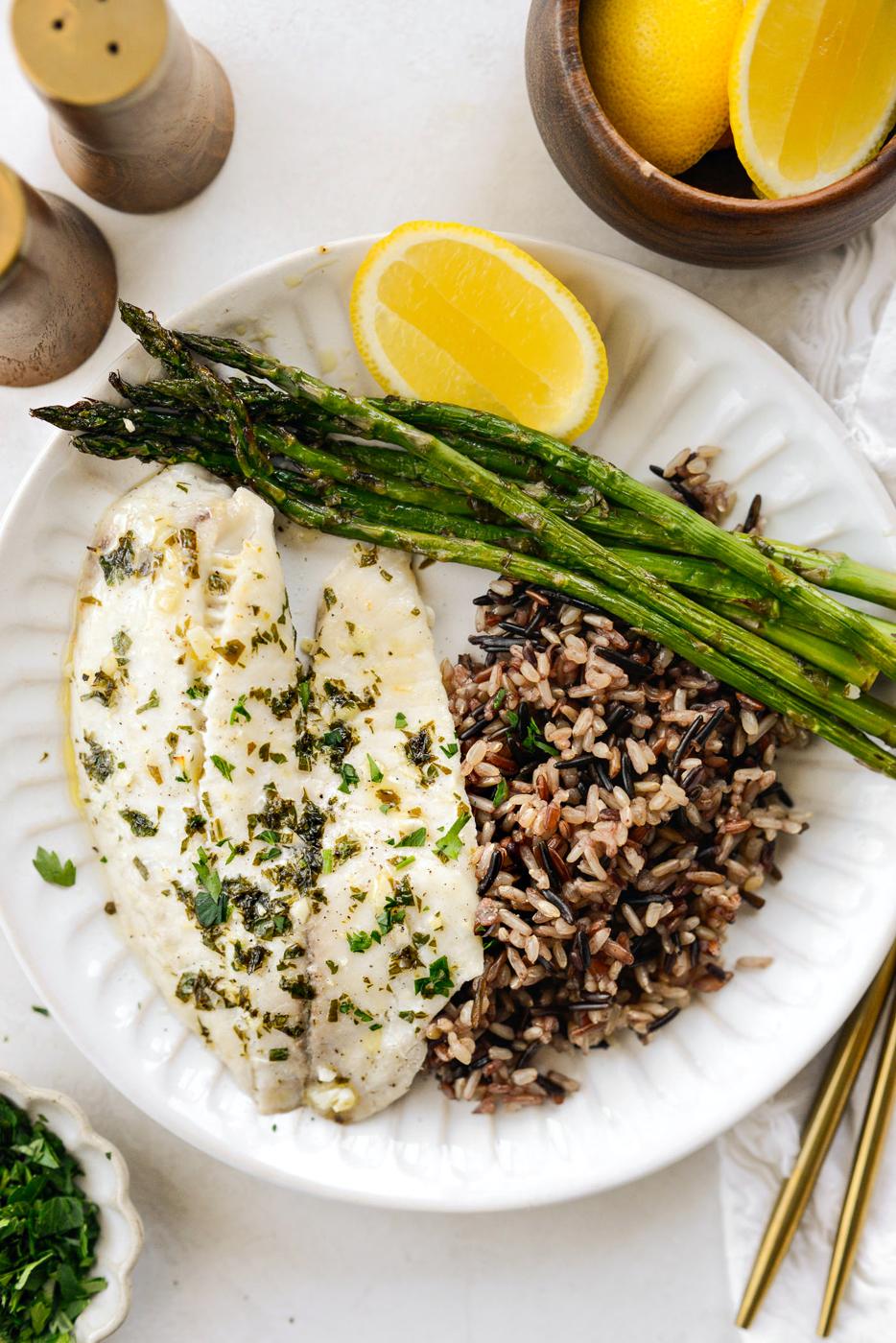 Home Kitchen Sheet Pan Lemon Garlic Tilapia with Asparagus