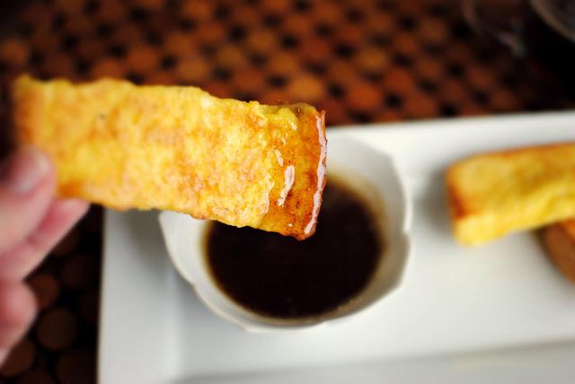 Home Kitchen Eggnog French Toast Sticks and Brown Butter Maple Syrup