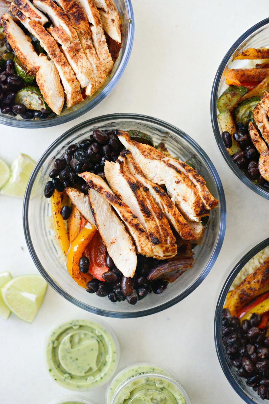 Vegetable Quinoa Bowls (Meal Prep!) and Fajita Chicken