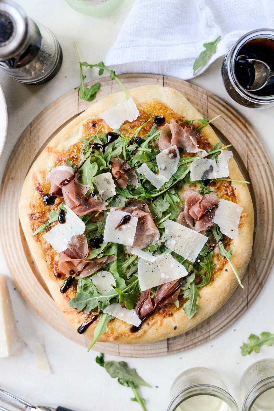Arugula: Fig Jam Prosciutto Pizza with Parmesan and