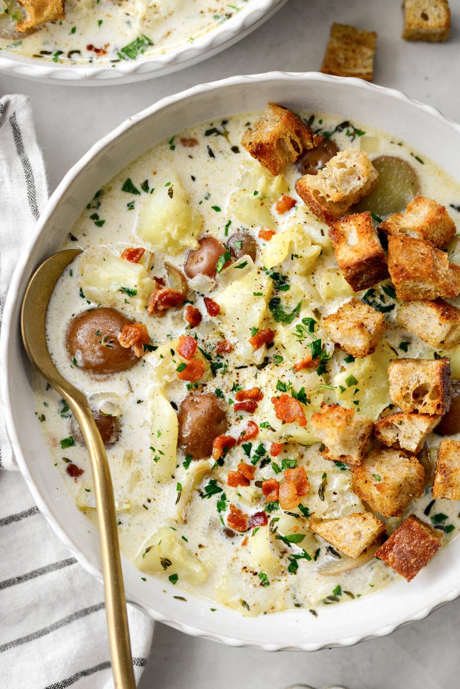 Old Bay Croutons Fish Chowder