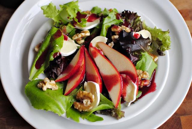 Home Kitchen Pear and Brie Salad with Blackberry Vinaigrette