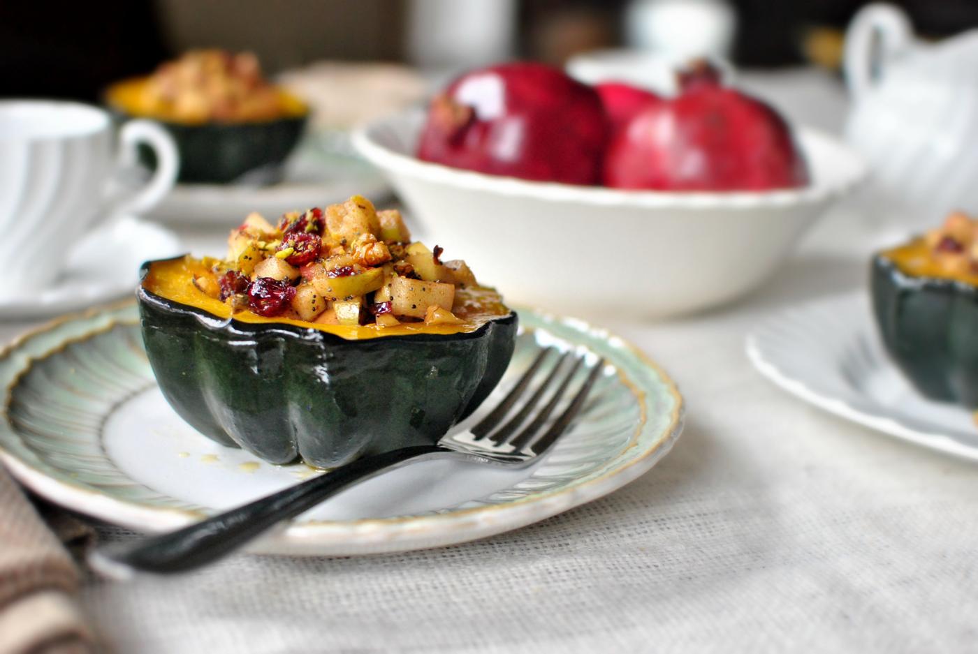 Fruit and Nut Stuffed Acorn Squash at Home