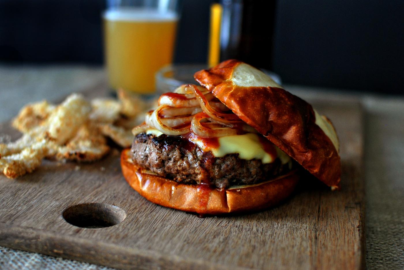 Jarlsberg + Sautéed Onions Steak Burgers