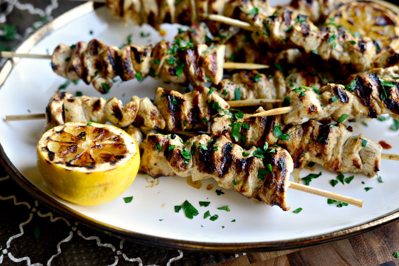 Chicken Shawarma Kebabs, Grilled Style