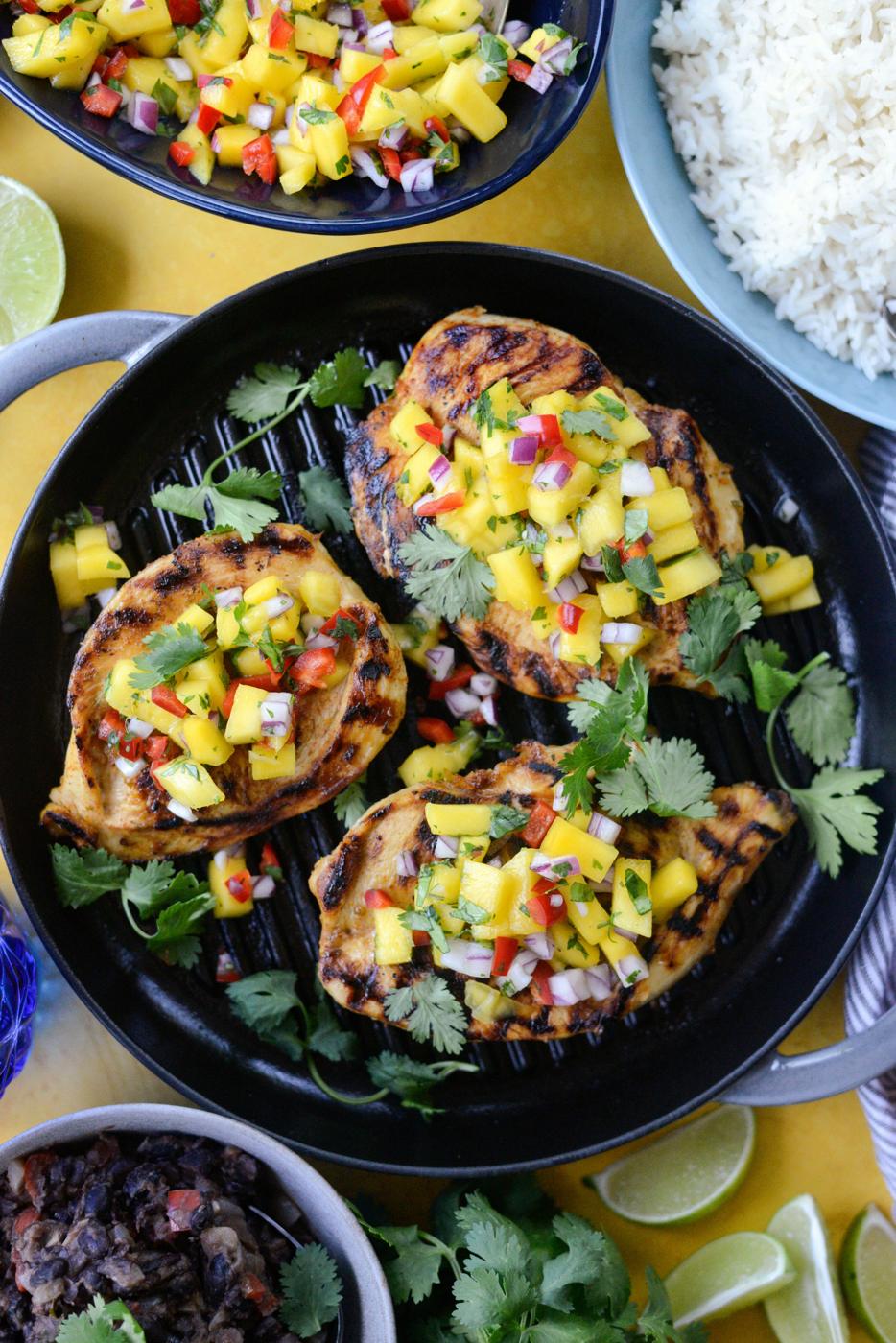 Home Kitchen Grilled Cuban Mojo Chicken with Mango Salsa