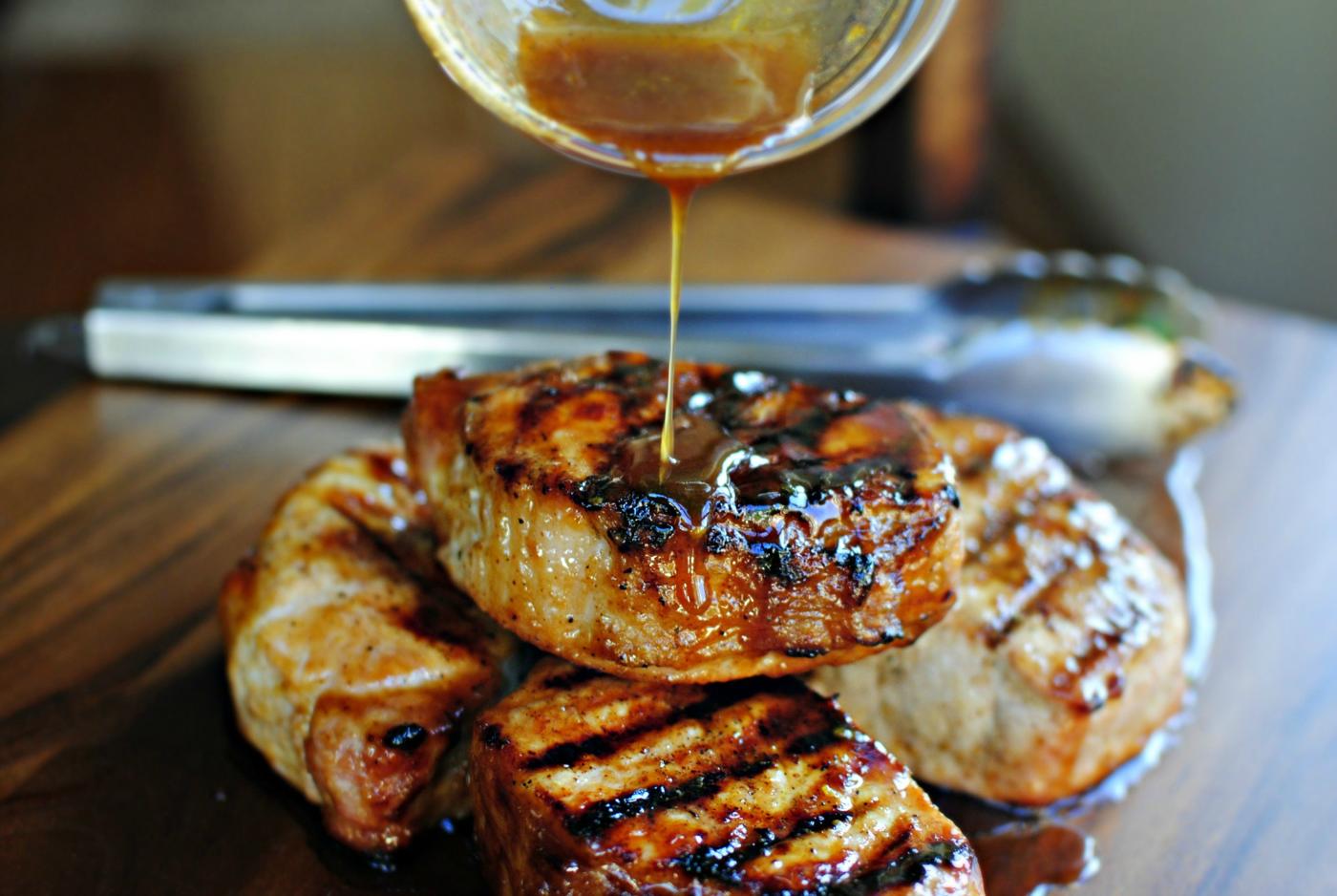 Grilled Maple Honey Glazed Pork Chops at Home