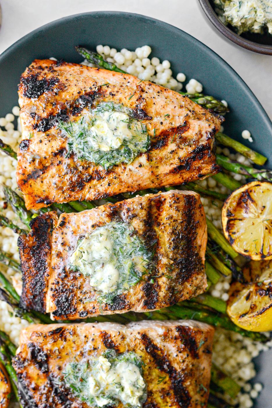 Salmon with Lemon Dill Butter, Grilled Style