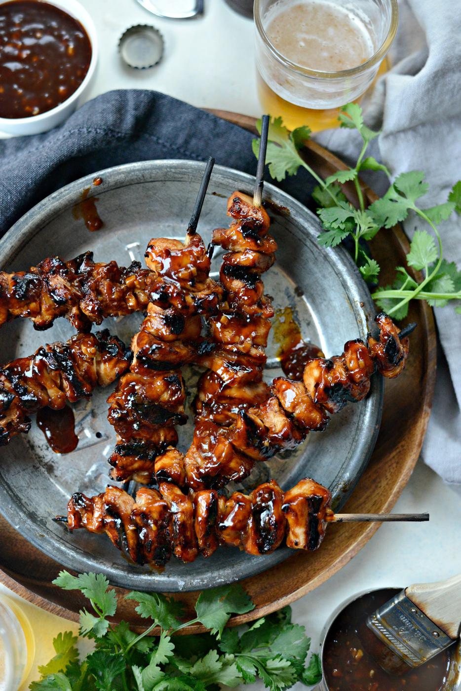 Home Kitchen Grilled Sticky Sweet Chicken Skewers