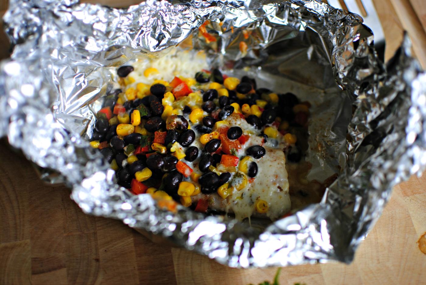 Tilapia Fiesta Foil Packs, Grilled Style