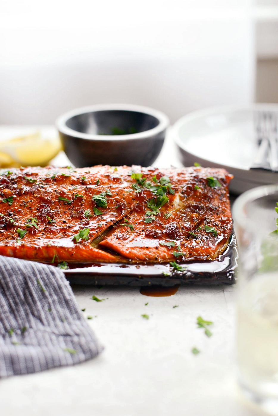 Cedar Plank Salmon with a Grilled Whiskey Glaze
