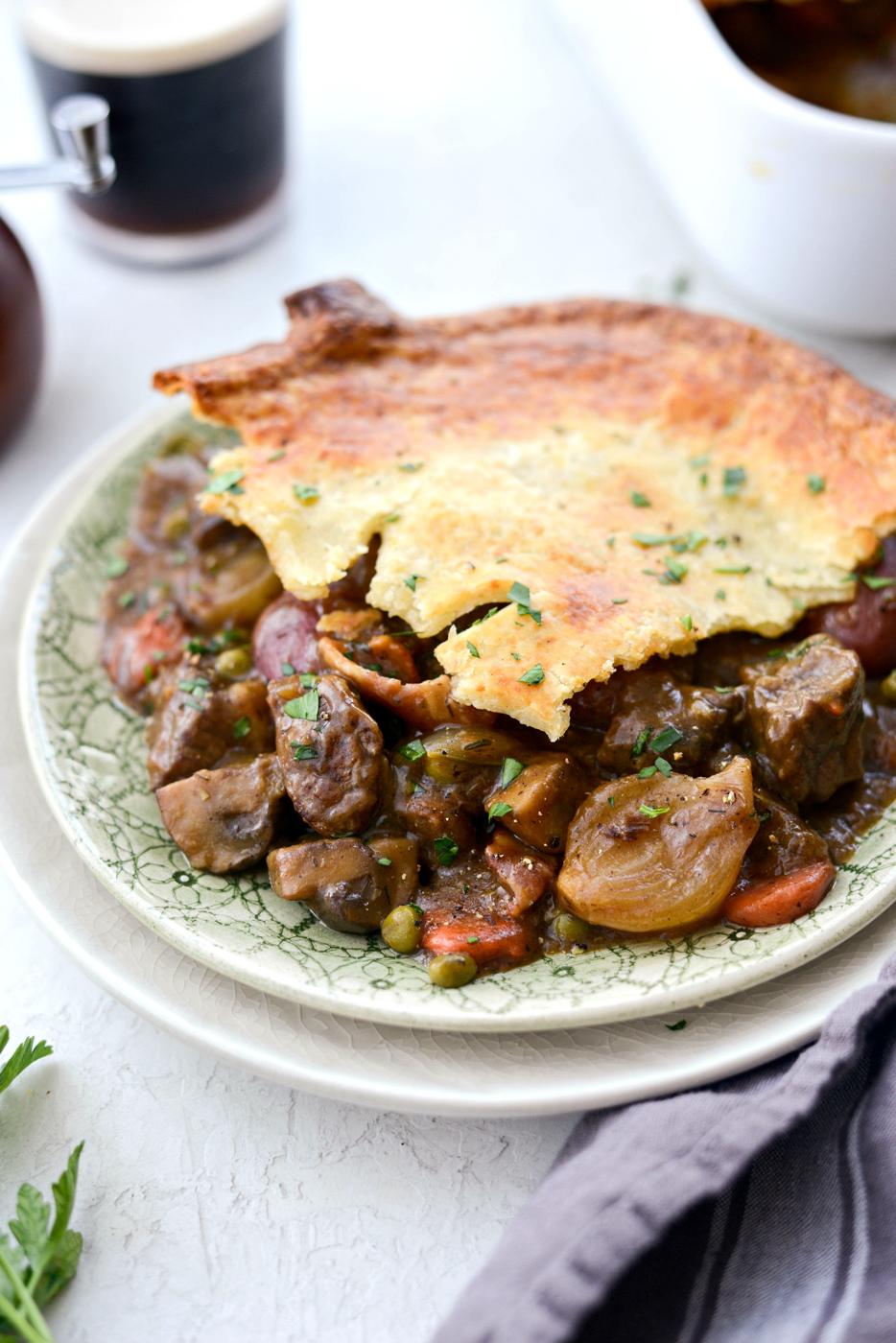 Beef Pot Pie with Irish Cheddar Crust, Guinness Style