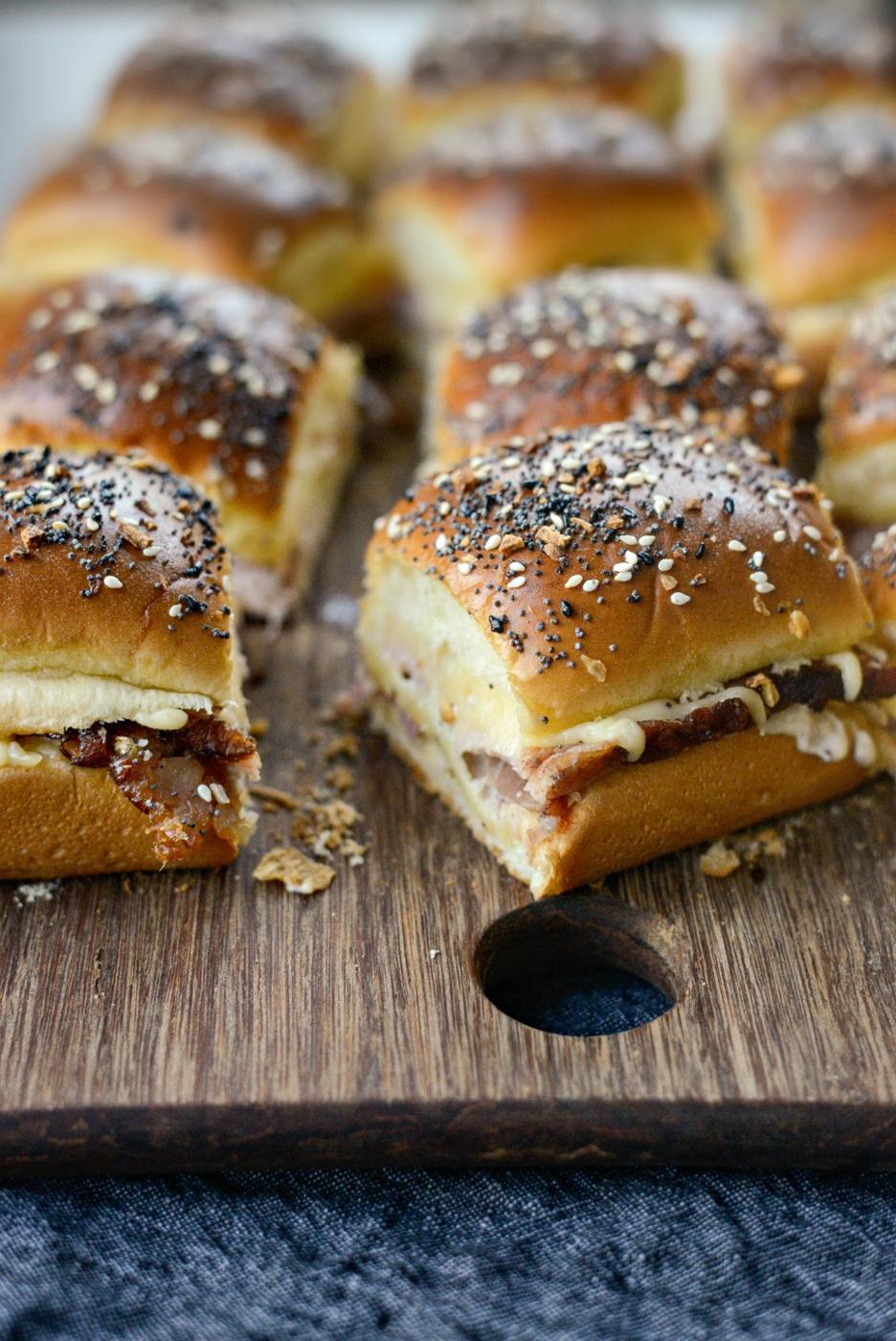 Roasted Garlic Dijon Mayo Ham and Gouda Party Sandwiches